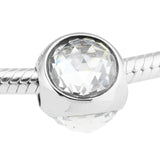Sterling Silver Radiant Droplet Bead with Clear Crystal