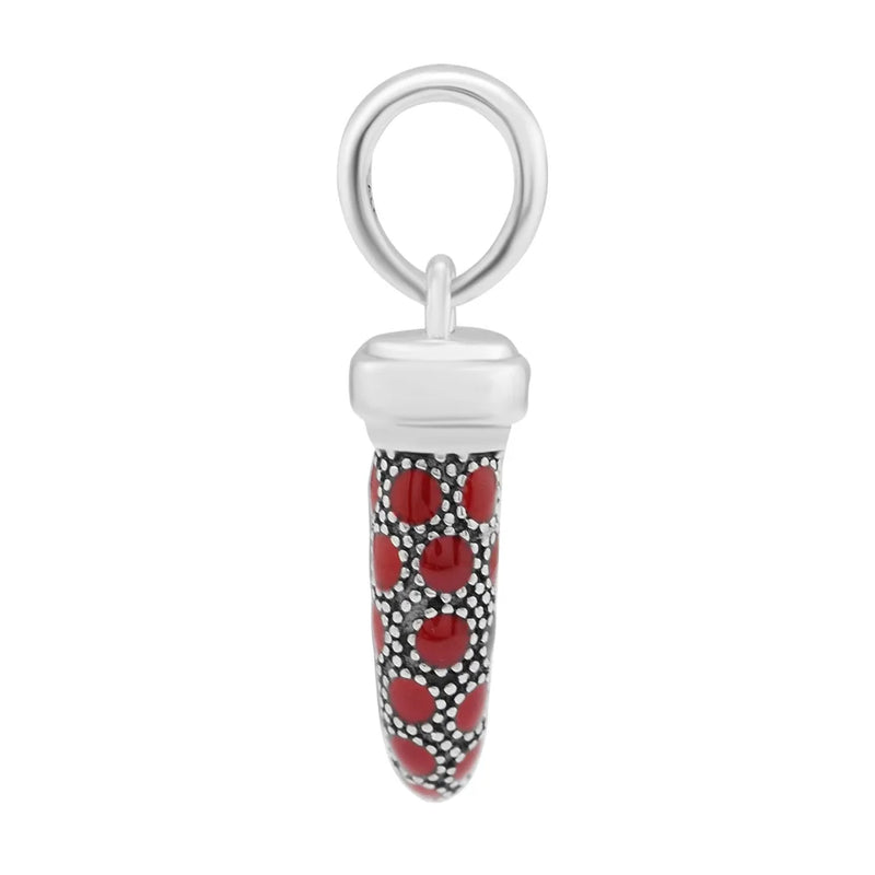 925 Sterling Silver Red Italian Horn Dangle Bead for Europe Charms Bracelets