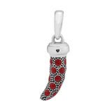 925 Sterling Silver Red Italian Horn Dangle Bead for Europe Charms Bracelets