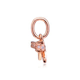 Rose Sparkling Bow Dangle Bead for Europe Charms Bracelets