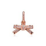 Rose Sparkling Bow Dangle Bead for Europe Charms Bracelets