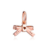 Rose Sparkling Bow Dangle Bead for Europe Charms Bracelets