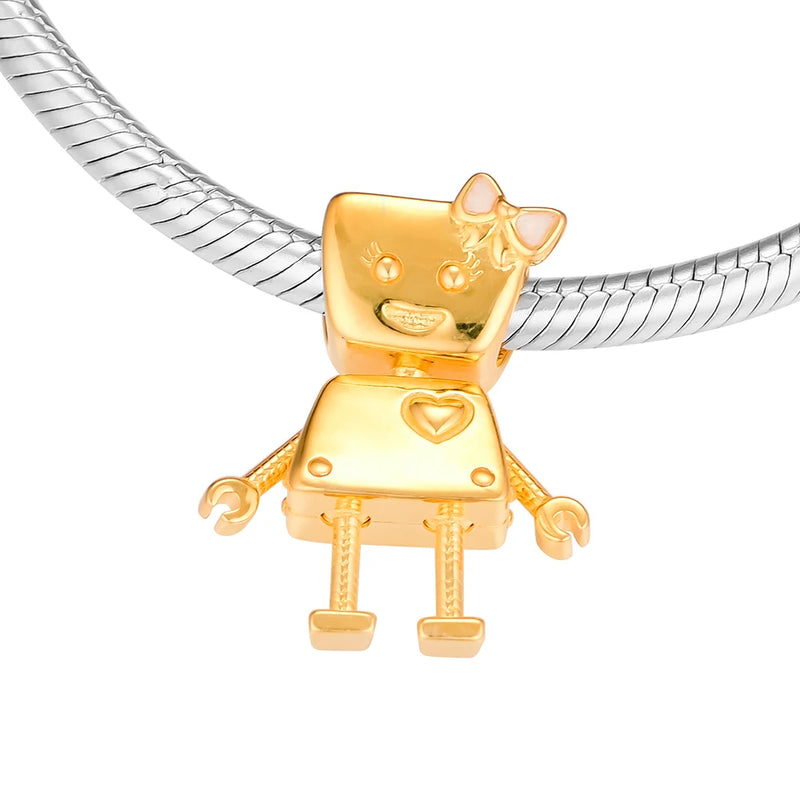 925 Sterling Silver Shine Bella Bot Bead for Europe Charms Bracelets
