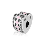 Sparkling Arcs Of Love Clip Beads with Clear CZ 925 Silver