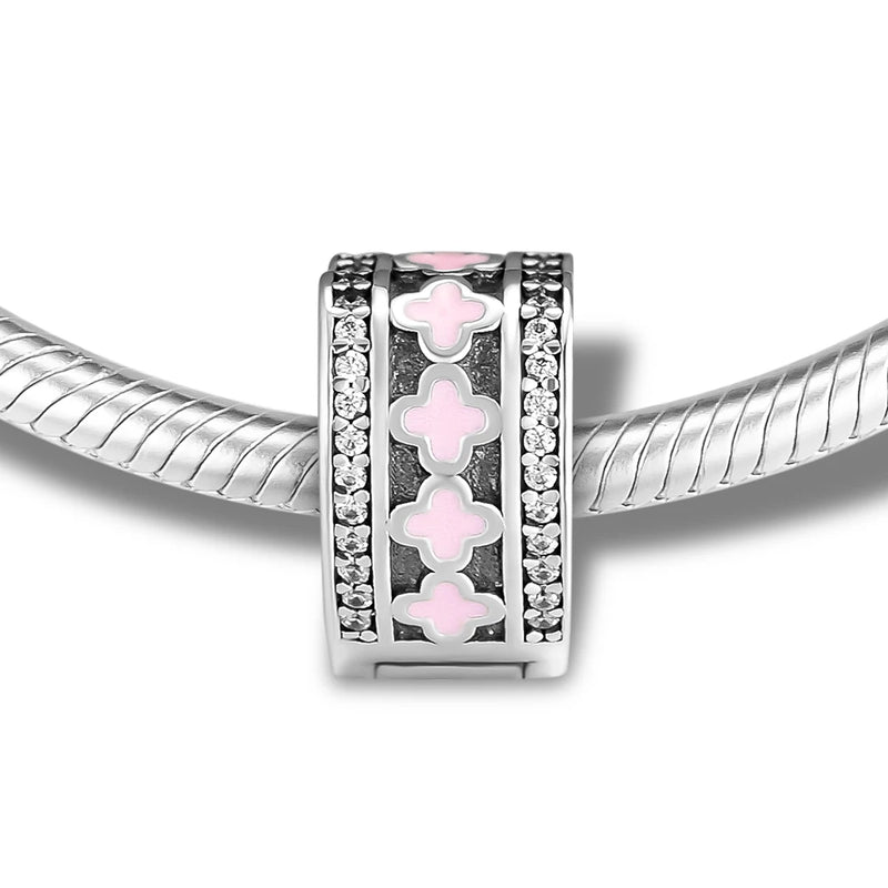 Sparkling Arcs Of Love Clip Beads with Clear CZ 925 Silver