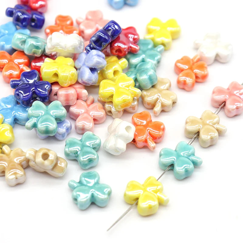Colorful Flower Ceramic Beads 12X5.5mm for Jewelry Making