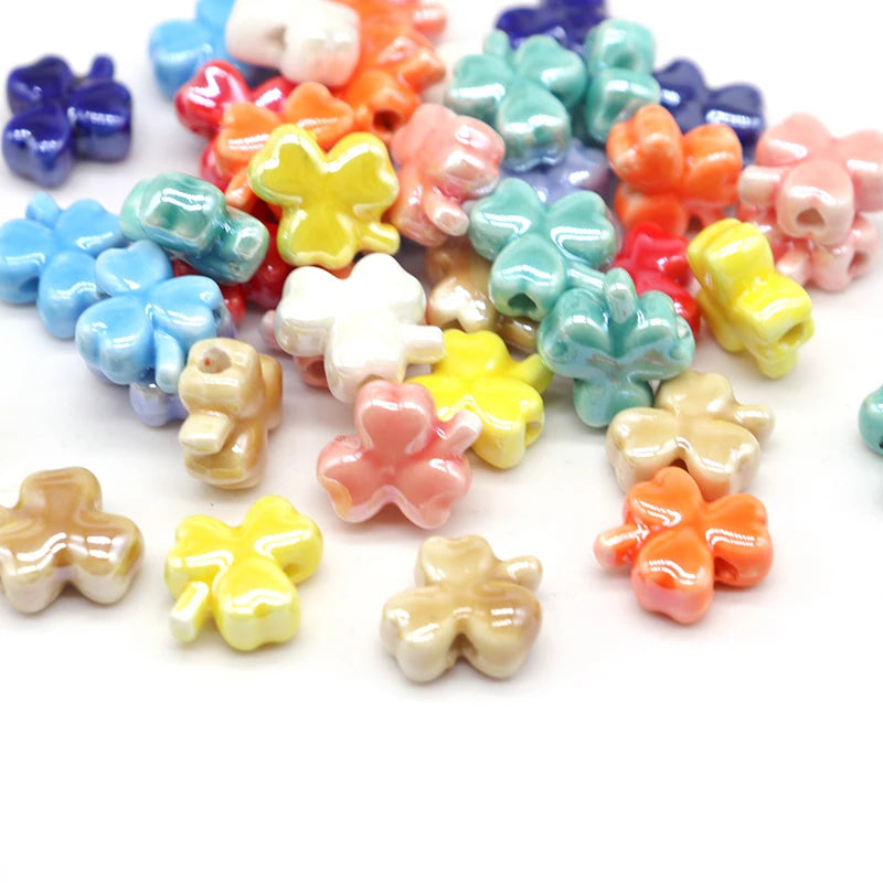 Colorful Flower Ceramic Beads 12X5.5mm for Jewelry Making