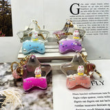 Star Rabbit Floating Car Key Chain Quicksand Key Rings Bag Pendant