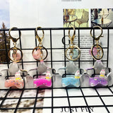 Star Rabbit Floating Car Key Chain Quicksand Key Rings Bag Pendant