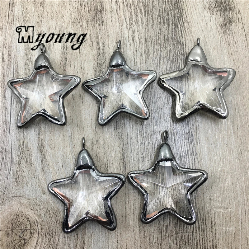 Five Star Shape Faceted Glass Crystal Quartz Pendant