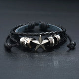 5-Point Star Bead Leather Bracelet, Personalized Woven Student Jewelry