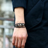 5-Point Star Bead Leather Bracelet, Personalized Woven Student Jewelry