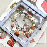 Star Charm Chain Bracelet Double Layer Beaded Statement Jewelry