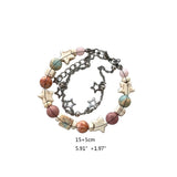 Star Charm Chain Bracelet Double Layer Beaded Statement Jewelry