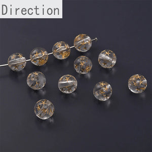 Golden Five-Pointed Star Round Beads String DIY Jewelry Loose Beads