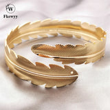 Fkewy Leaves Bracelets Plated Charm Cuff Bangles for Women