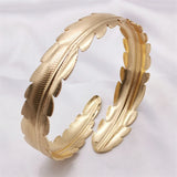 Fkewy Leaves Bracelets Plated Charm Cuff Bangles for Women