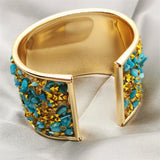Bohemia Metal Cuff Bracelet with Rhinestone Natural Stone