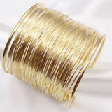 Ethnic Style Golden Bangles Round Cuff Bracelets Manual Weave Classic Jewelry