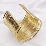 Ethnic Style Golden Bangles Round Cuff Bracelets Manual Weave Classic Jewelry