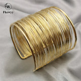 Ethnic Style Golden Bangles Round Cuff Bracelets Manual Weave Classic Jewelry