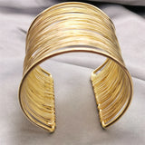 Ethnic Style Golden Bangles Round Cuff Bracelets Manual Weave Classic Jewelry