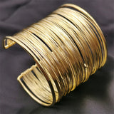 Ethnic Style Golden Bangles Round Cuff Bracelets Manual Weave Classic Jewelry