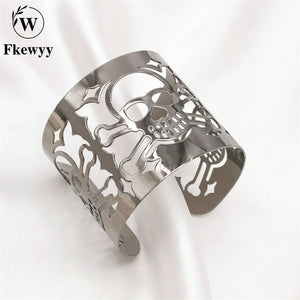 Goth Skull Bracelet Women Punk Jewelry Plated
