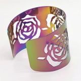 Colorful Rose Cuff Bracelet Geometry Jewelry