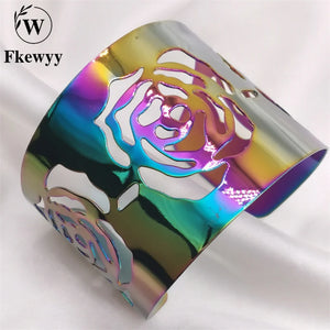 Colorful Rose Cuff Bracelet Geometry Jewelry