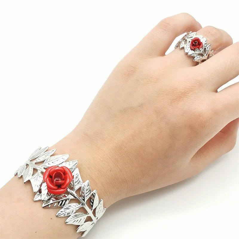 Gothic Rose Bracelet Set Vintage Retro Jewelry for Women