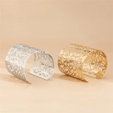 Gothic Retro Metal Wide Bracelet Hollow Flower Alloy Bohemia Bangle