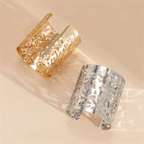 Gothic Retro Metal Wide Bracelet Hollow Flower Alloy Bohemia Bangle