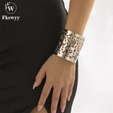 Gothic Retro Metal Wide Bracelet Hollow Flower Alloy Bohemia Bangle