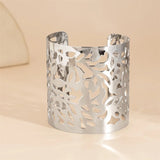 Gothic Retro Metal Wide Bracelet Hollow Flower Alloy Bohemia Bangle