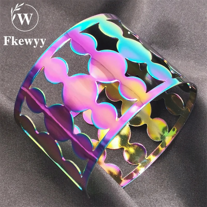 Colorful Geometry Gothic Cuff Bracelet Hollow Out Jewelry Accessories