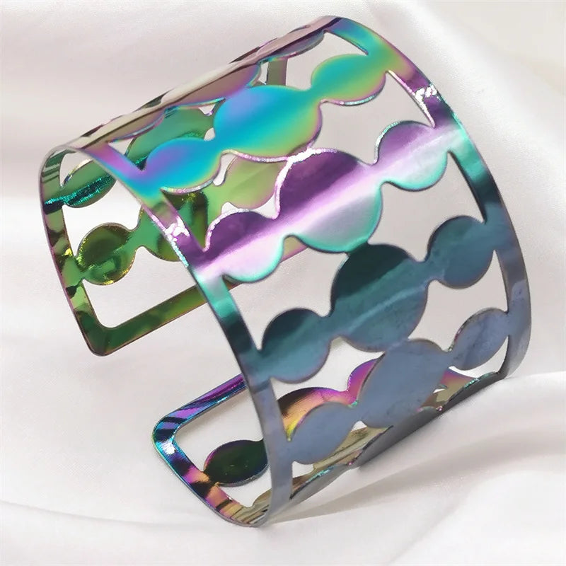 Colorful Geometry Gothic Cuff Bracelet Hollow Out Jewelry Accessories