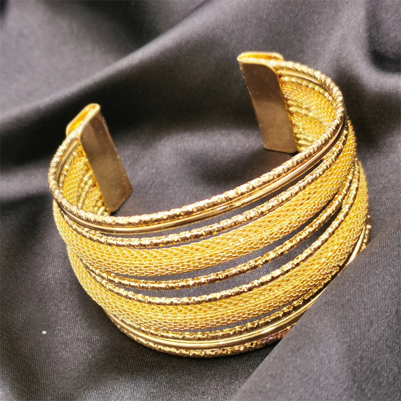 Hollow Out Plated Cuff Bracelet for Women