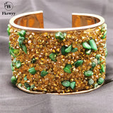 Jade Green Stone Bracelet with Rhinestones | Ethnic Style Jewelry