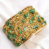 Jade Green Stone Bracelet with Rhinestones | Ethnic Style Jewelry