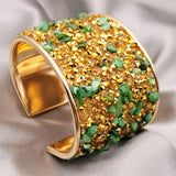 Jade Green Stone Bracelet with Rhinestones | Ethnic Style Jewelry