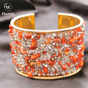 Natural Stone Bracelets Women Ethnic Style Cuff Bangle Party Gift