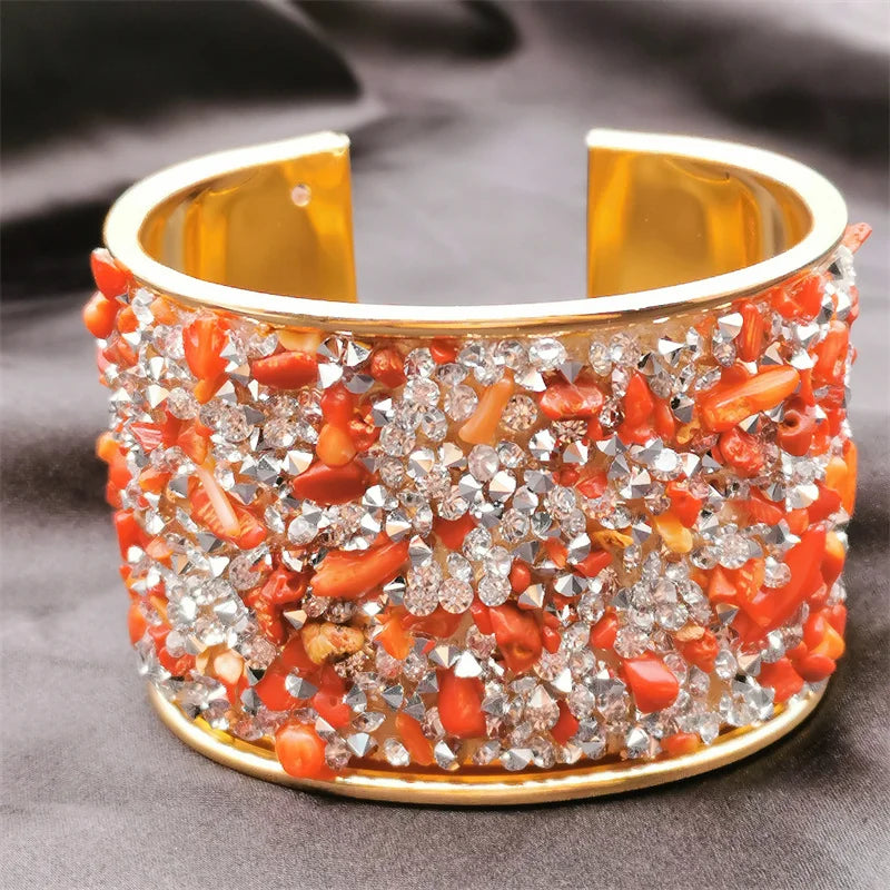 Natural Stone Bracelets Women Ethnic Style Cuff Bangle Party Gift