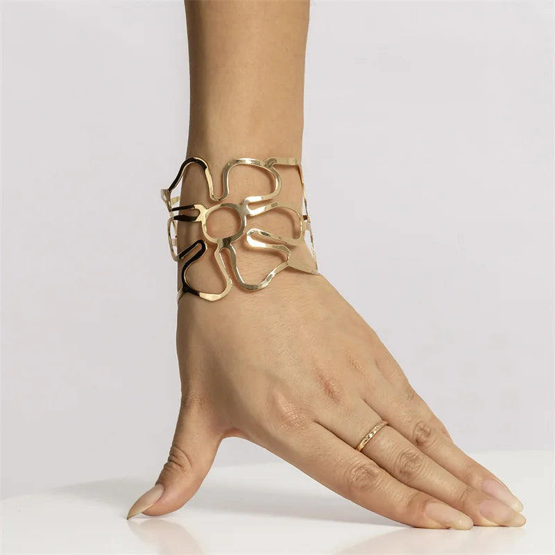 Geometric Flower Bangle Boho Style Bracelet Punk Personality