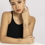 Geometric Flower Bangle Boho Style Bracelet Punk Personality