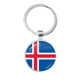 Country Flag Glass Keychain Set with 9 Flags