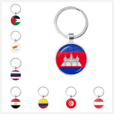 Country Flag Glass Keychain Set with 9 Flags