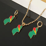 Guyana Flag Pendant Necklace Earrings - Guyana Jewelry