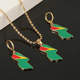 Guyana Flag Pendant Necklace Earrings - Guyana Jewelry