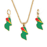 Guyana Flag Pendant Necklace Earrings - Guyana Jewelry